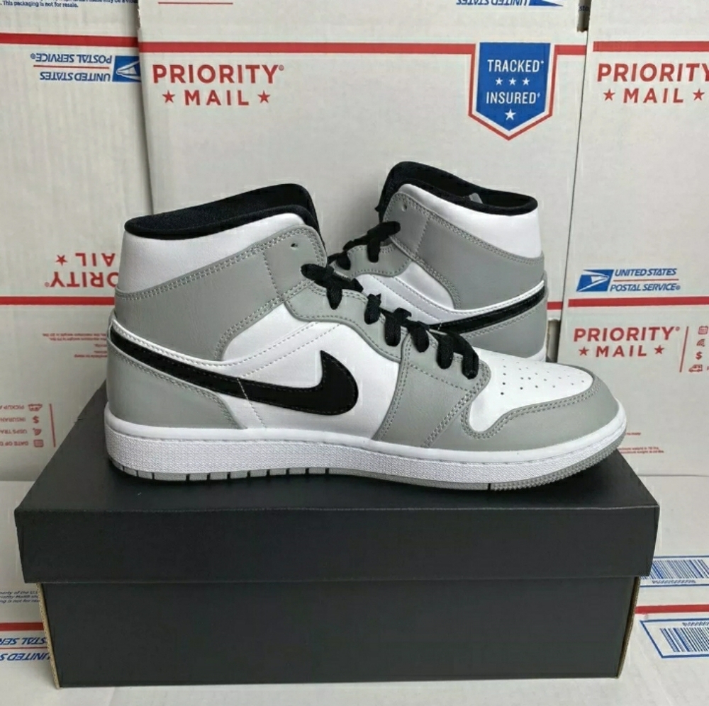 Nike Air Jordan 1 Mid Light Smoke Grey Size 14
